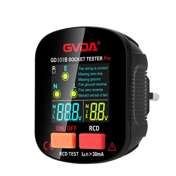 Detector de enchufes LCD digital en color