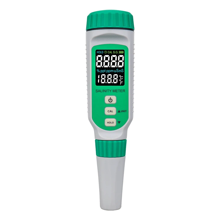Medidor de salinidad digital LCD en color recargable