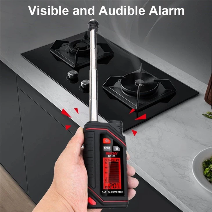 Rechargeable Natural Gas Detector With Extendable Probe