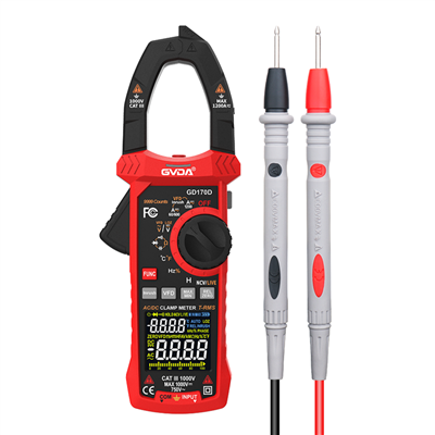 Pinza amperimétrica digital de CA y CC con valor eficaz verdadero de 9999 recuentos